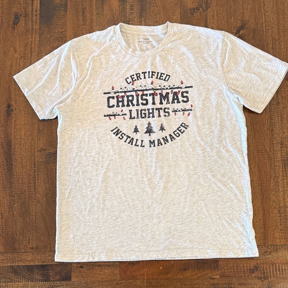 Certified Christmas Lights Install Manager Gray T-Shirt